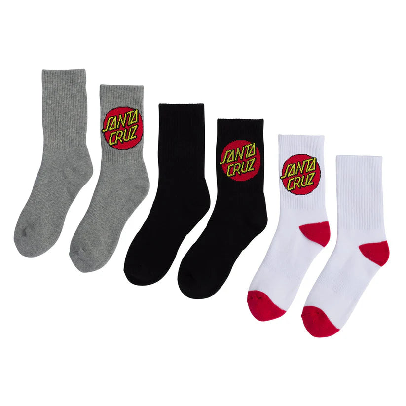 Santa Cruz - Socks 4 Pack Assorted (White, Black And Grey)