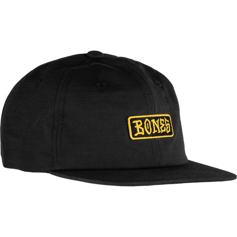 Bones Wheels - Black & Gold 6 panel Hat Black