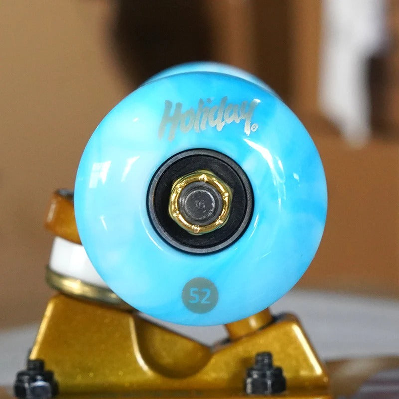 Holiday Ice Blue/Gold Tie Dye Complete Skateboard 8.0''