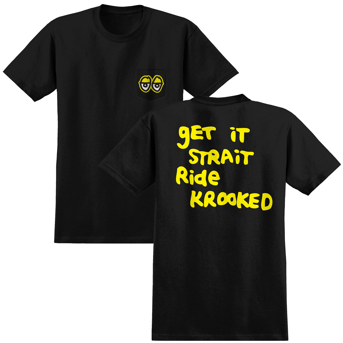 Krooked - Pocket Eyes T-Shirt Black/Yellow
