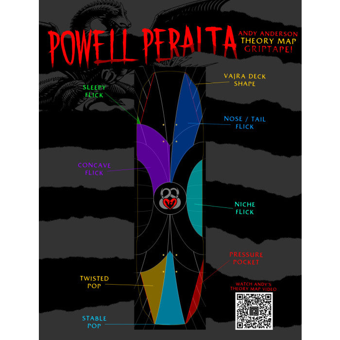 Powell Peralta - Andy Anderson Theory Map Grip Tape Sheet 9 x 33''