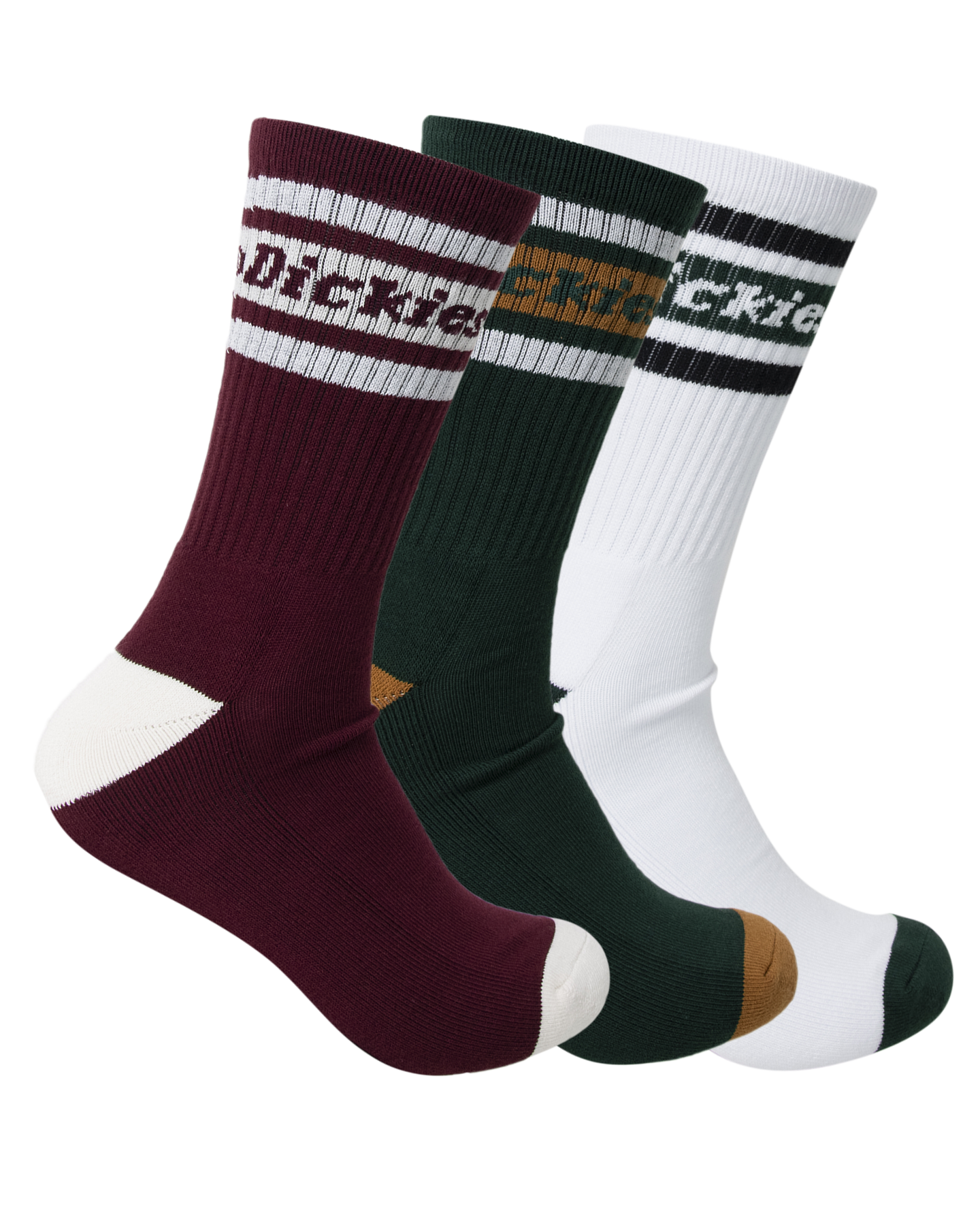 Dickies - Crew Socks 3 Pack - Port, Spruce & White