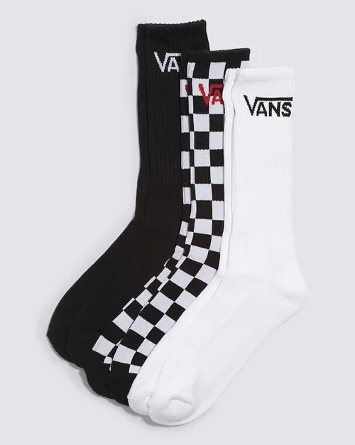 Vans - Classic Crew Socks Black/White 3 Pack (9.5-13)