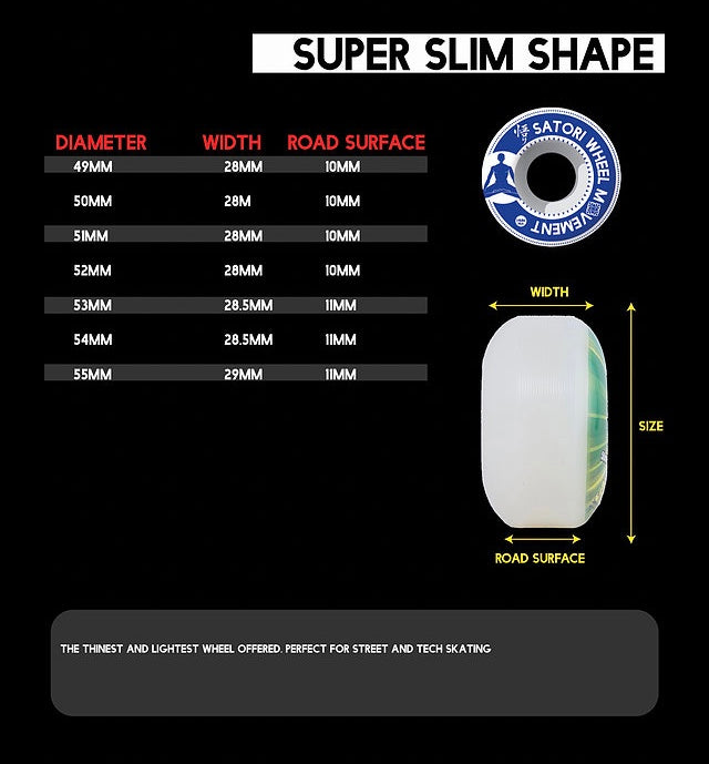 Satori - Meditation Series Skateboard Wheels Slim Shape 53mm 98a