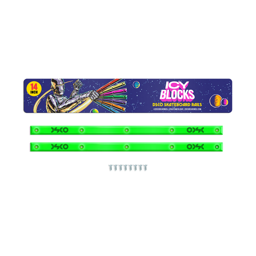Dsco - Icy Blocks Deep Space Lime Skateboard Rails