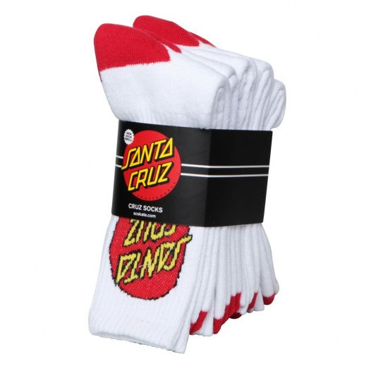 Santa Cruz - Cruz Youth Socks 4 Pack White