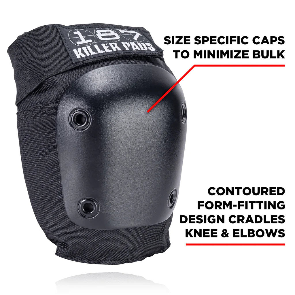 187 Killer Pads Junior 6 Pack knee pad with info