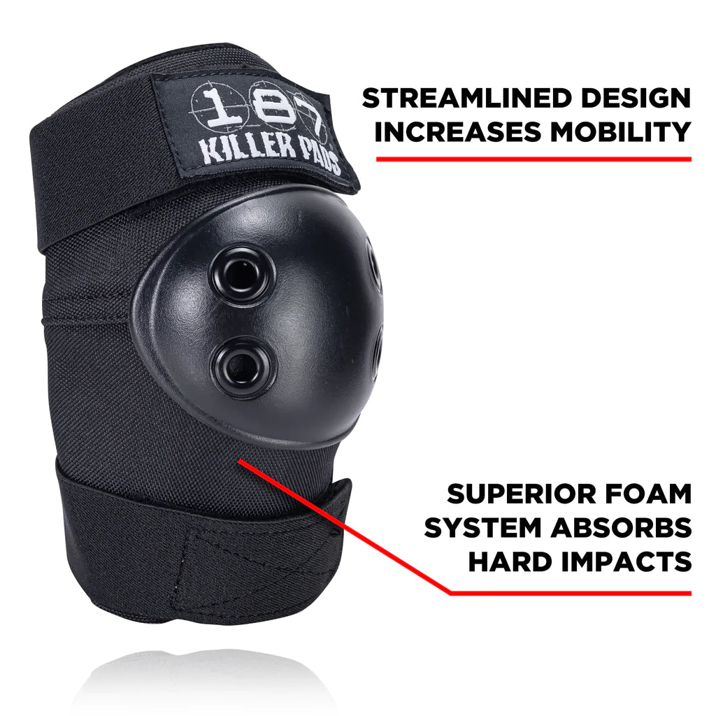 187 Killer Pads Junior 6 Pack Black elbow pad and info