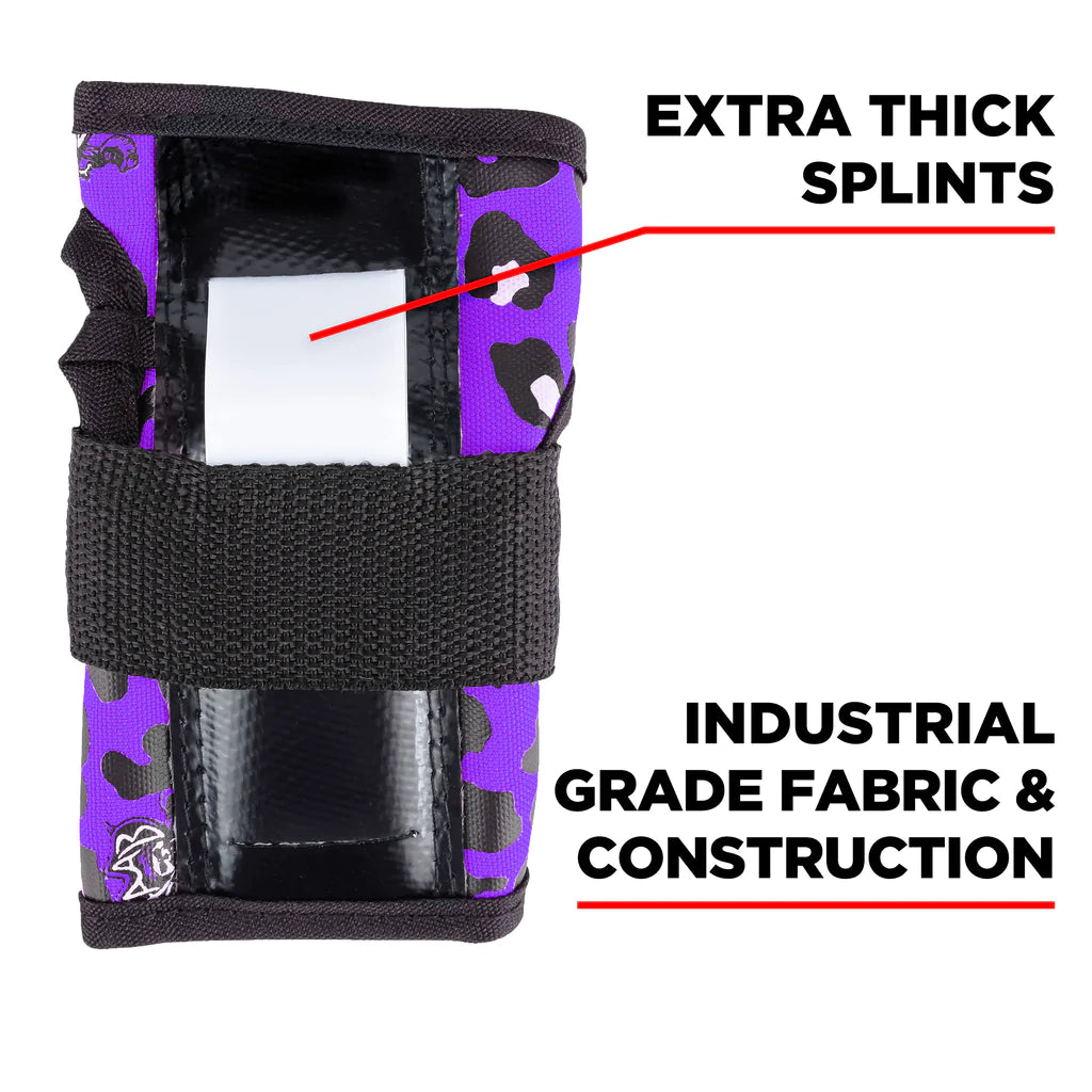 187 Killer Pads Junior 6 Pack Staab Purple wrist guard with info  