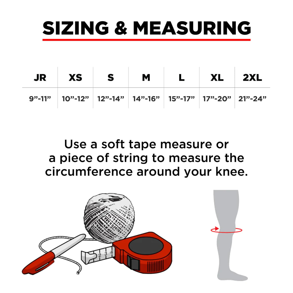 187 Killer Pads - Pro Knee Pads Black/White With White Caps size guide