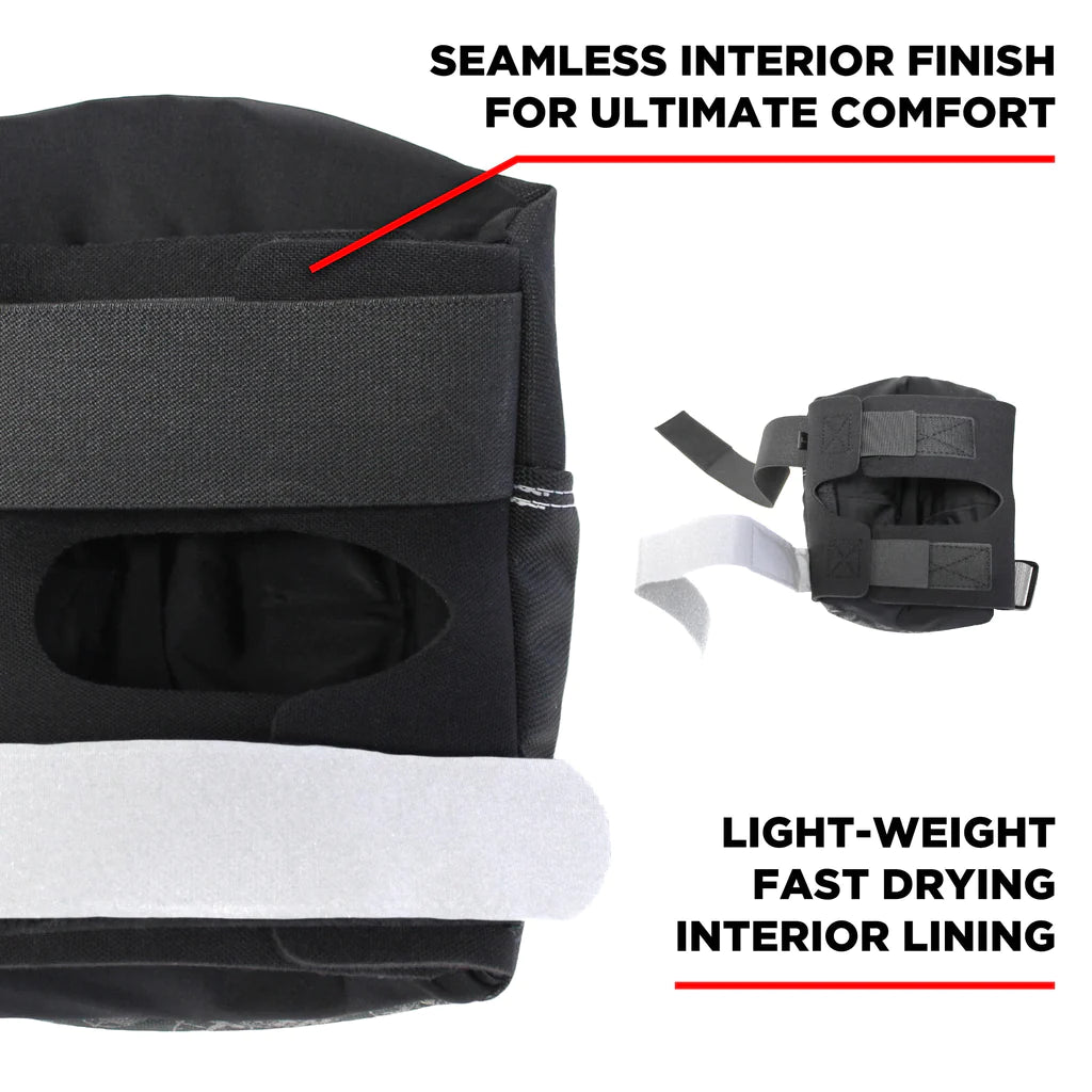 187 Killer Pads - Pro Knee Pads Black/White With White Caps rear view and info