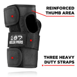 187 Killer Pads wrist guards black thumb area and heavy duty straps