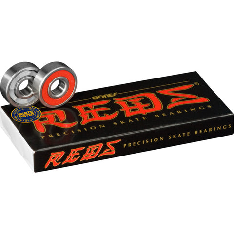 Bones Reds bearings packet and front and back view of bearing