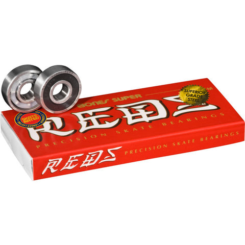 Bones Super Reds Bearings packet and front and back view of bearing