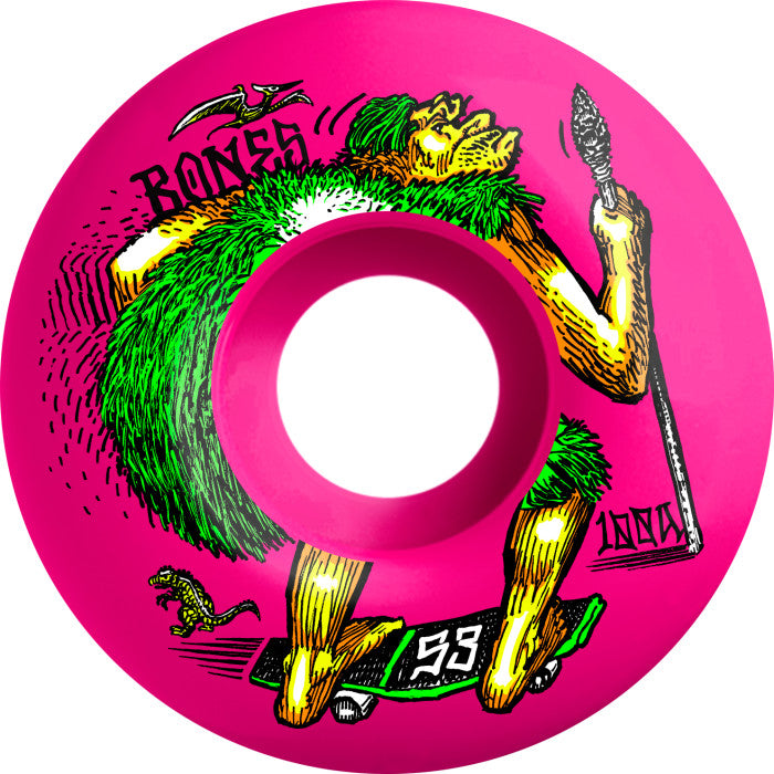 Bones - OG Formula Skateboard Wheels NEONderthal 53mm V4 Wide 100A Pink
