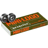Mini Logo bearings packet and front and back view of bearing