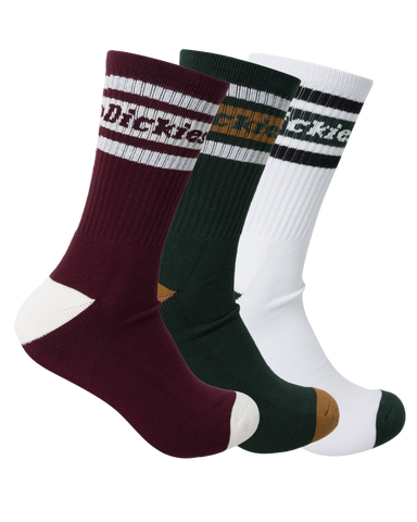 Dickies - Crew Socks 3 Pack - Port, Spruce & White